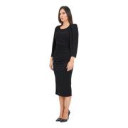 Zwarte Elegante Midi Jurk met Boothals Elisabetta Franchi , Black , Da...