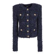 Blauwe Jas voor Vrouwen Aw24 Balmain , Blue , Dames