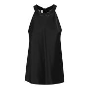 Zwarte Satijnen Rugloze Strik Top Pinko , Black , Dames