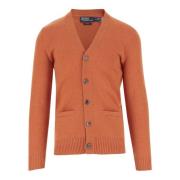 Luxe Cashmere V-hals Vest Polo Ralph Lauren , Orange , Heren