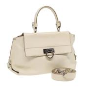 Pre-owned Leather handbags Salvatore Ferragamo Pre-owned , White , Dam...