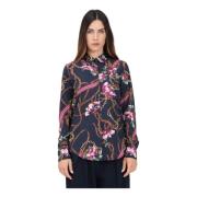 Elegante Blauwe Equestrian Floral Overhemd Ralph Lauren , Multicolor ,...