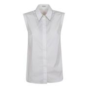 Witte Katoenen Poplin Overhemd Brunello Cucinelli , White , Dames