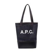 Donkerblauwe Katoenen Leren Tote Tas A.p.c. , Blue , Dames