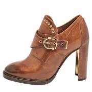 Pre-owned Leather boots Salvatore Ferragamo Pre-owned , Brown , Dames