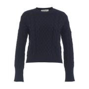 Luxe Cable Knit Sweater Kaos , Blue , Dames