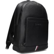 Zwarte Leren Business Rugzak Tommy Hilfiger , Black , Heren