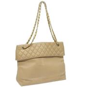 Pre-owned Leather totes Chanel Vintage , Beige , Dames