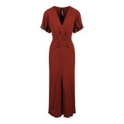 Elegante Gathered Crepe Jurk Victoria Beckham , Brown , Dames