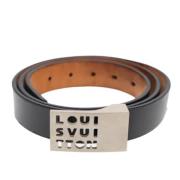 Pre-owned Leather belts Louis Vuitton Vintage , Black , Heren