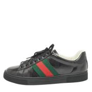 Pre-owned Leather sneakers Gucci Vintage , Black , Heren