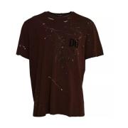 Bruin Katoenen T-shirt met Kleurspetters Dolce & Gabbana , Brown , Her...