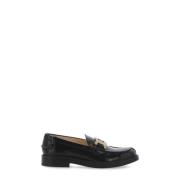 Zwarte Leren Loafers met Metalen Kettingdetail Tod's , Black , Dames