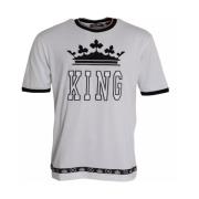 Grafische Print Wit Katoenen T-Shirt voor Mannen Dolce & Gabbana , Whi...