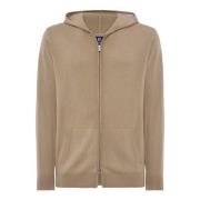 Merino wol volledige rits hoodie 12 Gg Boggi Milano , Beige , Heren