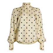 Zijden blouse met polkadots Patou , White , Dames