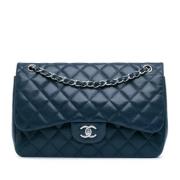 Pre-owned Leather shoulder-bags Chanel Vintage , Blue , Dames