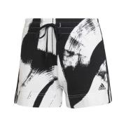 Sportieve Zwarte en Witte Gestreepte Shorts voor Vrouwen Adidas , Whit...