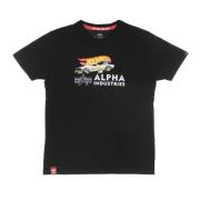 Hot Wheels Zwarte Tee Heren T-Shirt Alpha Industries , Black , Heren