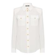 Crepe de chine overhemd Balmain , White , Dames