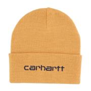 Script Beanie in Wax/Liberty Carhartt Wip , Brown , Unisex