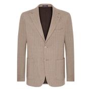 Herringbone Jersey Blazer Stijl Cernobbio Boggi Milano , Beige , Heren