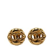 Pre-owned Metal earrings Chanel Vintage , Yellow , Dames