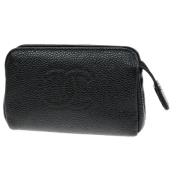 Pre-owned Leather clutches Chanel Vintage , Black , Dames