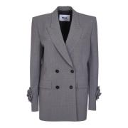 Grijze Double-Breasted Blazer Jas Msgm , Gray , Dames