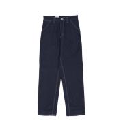 Blauwe Stijve Straight Jeans voor Mannen Carhartt Wip , Blue , Heren