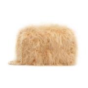 Beige clutch tas met synthetische veren Kazar Studio , Beige , Dames