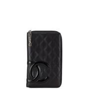 Pre-owned Leather wallets Chanel Vintage , Black , Dames