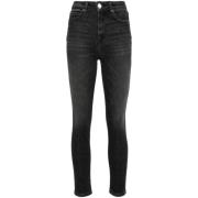 Grijze Skinny Jeans met Kralen Details Pinko , Gray , Dames