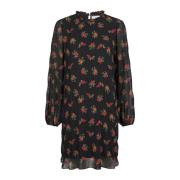 Bloemen Geplooide Jurk Zwart Neo Noir , Black , Dames