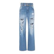 Wijde katoenen jeans Balmain , Blue , Heren