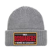 Grijze Wollen Beanie Hoed Dsquared2 , Gray , Heren