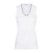 Witte Mouwloze Top met Monili Detail Brunello Cucinelli , White , Dame...