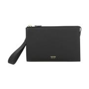 Logo Leren Clutch Tom Ford , Black , Dames