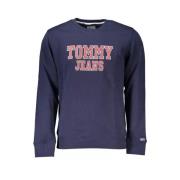 Blauwe Katoenen Trui met Logo Print Tommy Hilfiger , Blue , Heren