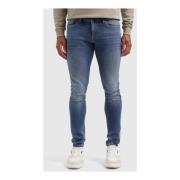 Mannen Skinny Blauwe Jeans Trendy Stijl Pure Path , Blue , Heren