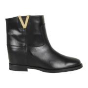 Zwarte enkellaarsjes met gouden plaat Via Roma 15 , Black , Dames