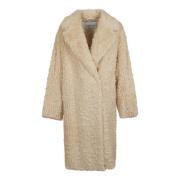 Witte Faux Fur Shearling Winterjas Stand Studio , Beige , Dames