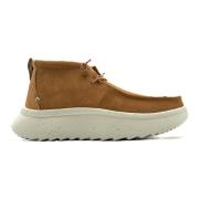 Bruin Leren Platte Schoenen Hey Dude , Brown , Dames