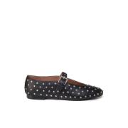 Studded Zwarte Platte Schoenen Bibi Lou , Black , Dames