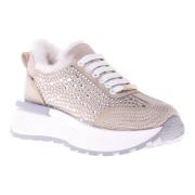 Trainers in vanilla suede leather with rhinestones Baldinini , Beige ,...