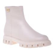 Combat boots in vanilla leather Baldinini , Beige , Dames