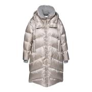 Long down jacket in light grey nylon Baldinini , Gray , Dames