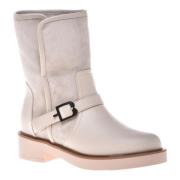 Combat boots in vanilla leather and suede Baldinini , Beige , Dames