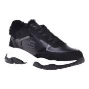 Trainers in black leather and suede Baldinini , Black , Dames