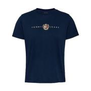 Gebreide Kraag Korte Mouw T-Shirt Tommy Hilfiger , Blue , Dames